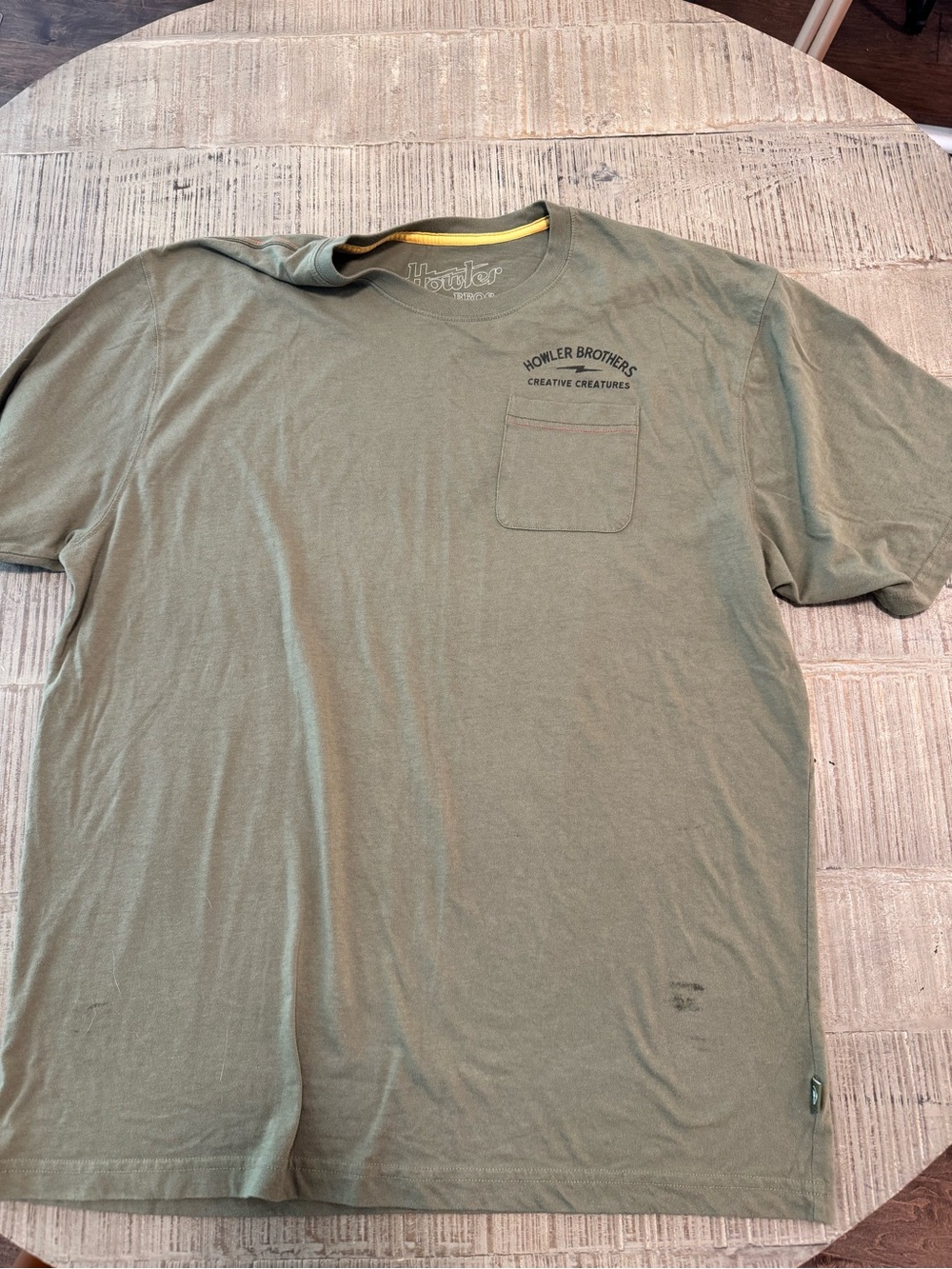 Howler Brothers Olive Green Short Sleeve Pocket Tee